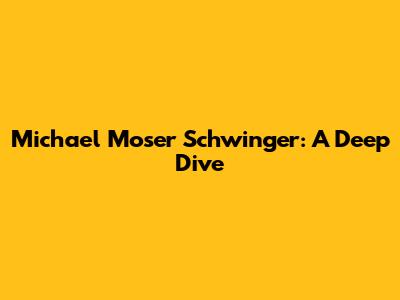 Michael Moser Schwinger: A Deep Dive