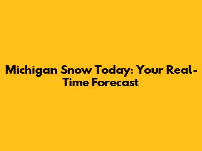 Michigan Snow Today: Your Real-Time Forecast