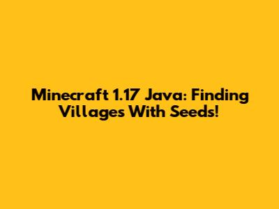 Minecraft 1.17 Java: Finding Villages With Seeds!