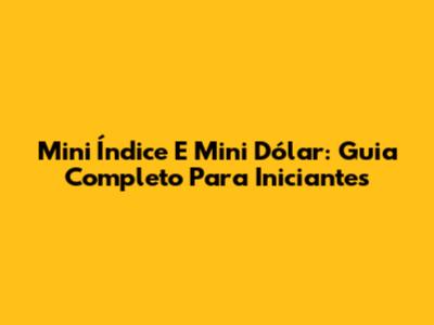 Mini Índice E Mini Dólar: Guia Completo Para Iniciantes