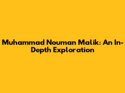 Muhammad Nouman Malik: An In-Depth Exploration