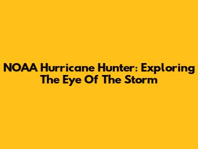 NOAA Hurricane Hunter: Exploring The Eye Of The Storm