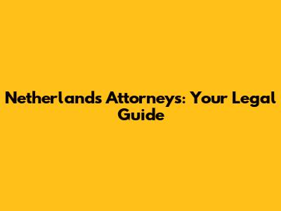 Netherlands Attorneys: Your Legal Guide