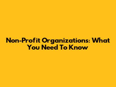 Non-Profit Organizations: What You Need To Know