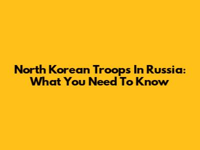 North Korean Troops In Russia: What You Need To Know