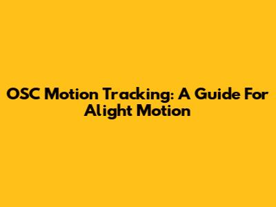 OSC Motion Tracking: A Guide For Alight Motion