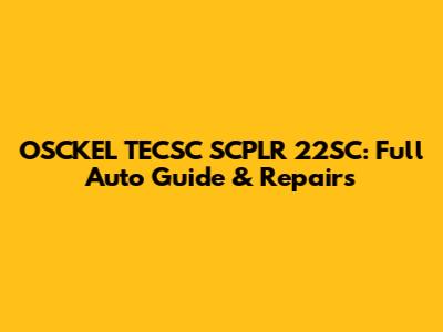 OSCKEL TECSC SCPLR 22SC: Full Auto Guide & Repairs
