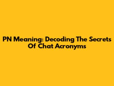 PN Meaning: Decoding The Secrets Of Chat Acronyms