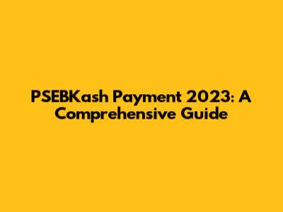 PSEBKash Payment 2023: A Comprehensive Guide