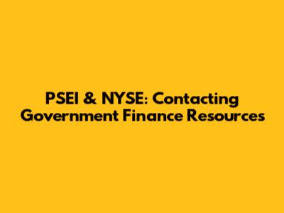 PSEI & NYSE: Contacting Government Finance Resources