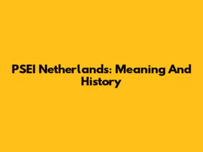 PSEI Netherlands: Meaning And History
