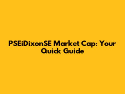 PSEiDixonSE Market Cap: Your Quick Guide