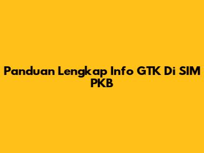 Panduan Lengkap Info GTK Di SIM PKB