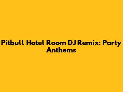 Pitbull Hotel Room DJ Remix: Party Anthems