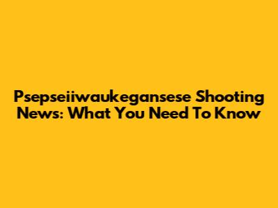 Psepseiiwaukegansese Shooting News: What You Need To Know