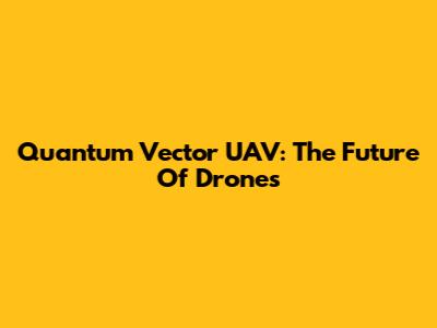 Quantum Vector UAV: The Future Of Drones