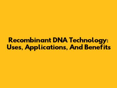 Recombinant DNA Technology: Uses, Applications, And Benefits