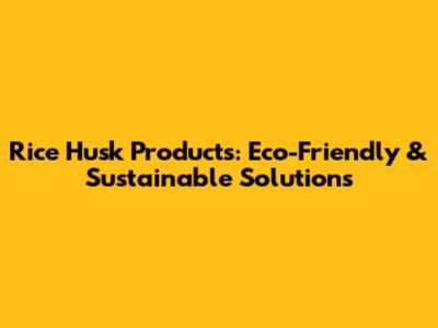 Rice Husk Products: Eco-Friendly & Sustainable Solutions