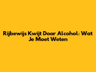 Rijbewijs Kwijt Door Alcohol: Wat Je Moet Weten