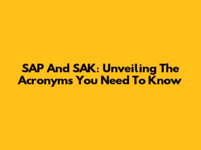 SAP And SAK: Unveiling The Acronyms You Need To Know