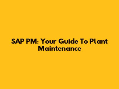 SAP PM: Your Guide To Plant Maintenance