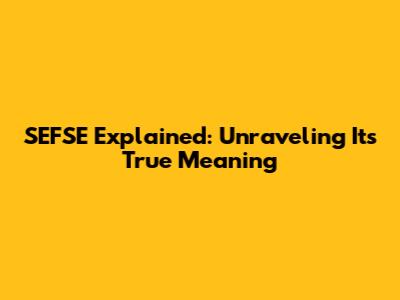 SEFSE Explained: Unraveling Its True Meaning