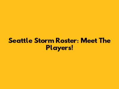 Seattle Storm Roster: Meet The Players!