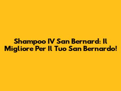 Shampoo IV San Bernard: Il Migliore Per Il Tuo San Bernardo!