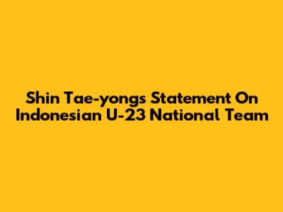 Shin Tae-yong's Statement On Indonesian U-23 National Team
