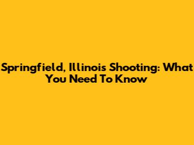 Springfield, Illinois Shooting: What You Need To Know