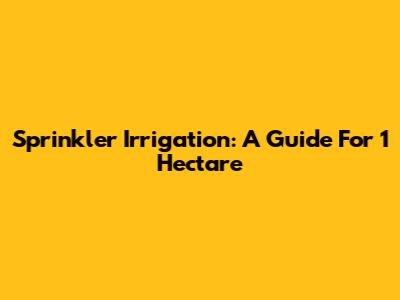 Sprinkler Irrigation: A Guide For 1 Hectare