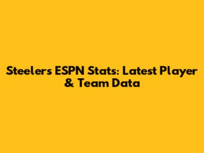 Steelers ESPN Stats: Latest Player & Team Data