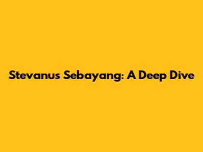 Stevanus Sebayang: A Deep Dive