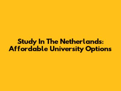 Study In The Netherlands: Affordable University Options