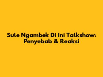 Sule Ngambek Di Ini Talkshow: Penyebab & Reaksi