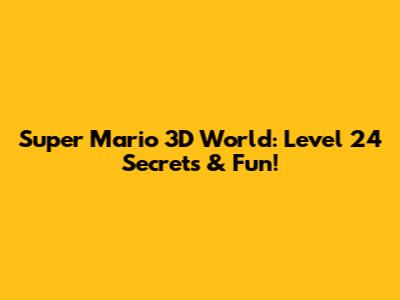 Super Mario 3D World: Level 24 Secrets & Fun!