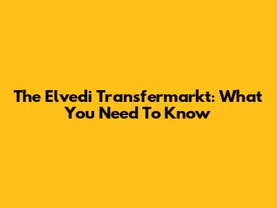 The Elvedi Transfermarkt: What You Need To Know