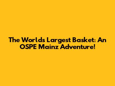 The World's Largest Basket: An OSPE Mainz Adventure!