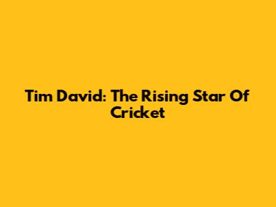 Tim David: The Rising Star Of Cricket