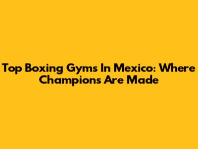 Top Boxing Gyms In Mexico: Where Champions Are Made