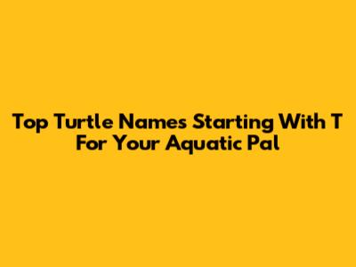 Top Turtle Names Starting With 'T' For Your Aquatic Pal