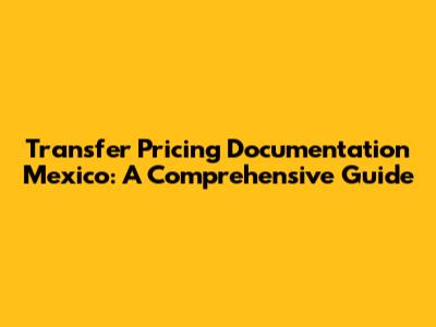 Transfer Pricing Documentation Mexico: A Comprehensive Guide