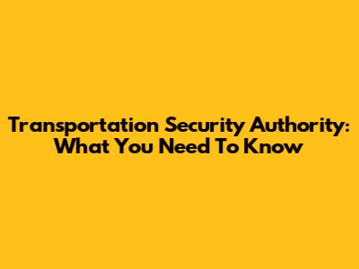 Transportation Security Authority: What You Need To Know
