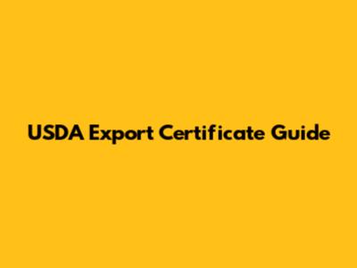 USDA Export Certificate Guide