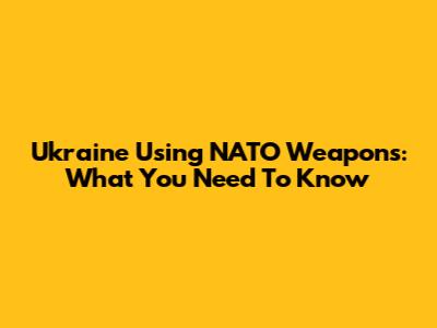 Ukraine Using NATO Weapons: What You Need To Know