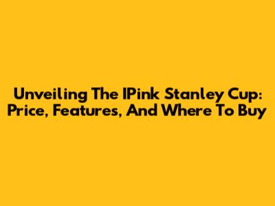 Unveiling The IPink Stanley Cup: Price, Features, And Where To Buy