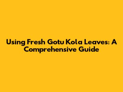 Using Fresh Gotu Kola Leaves: A Comprehensive Guide