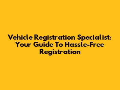 Vehicle Registration Specialist: Your Guide To Hassle-Free Registration