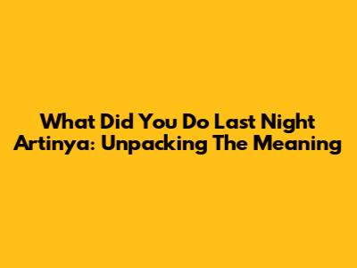 What Did You Do Last Night Artinya: Unpacking The Meaning