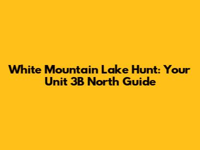 White Mountain Lake Hunt: Your Unit 3B North Guide